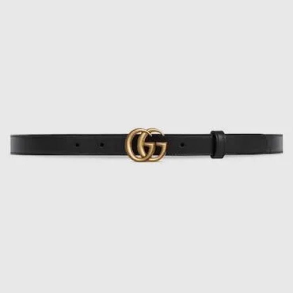 ⭐️ Gucci Black Belt with Gold GG Buckle